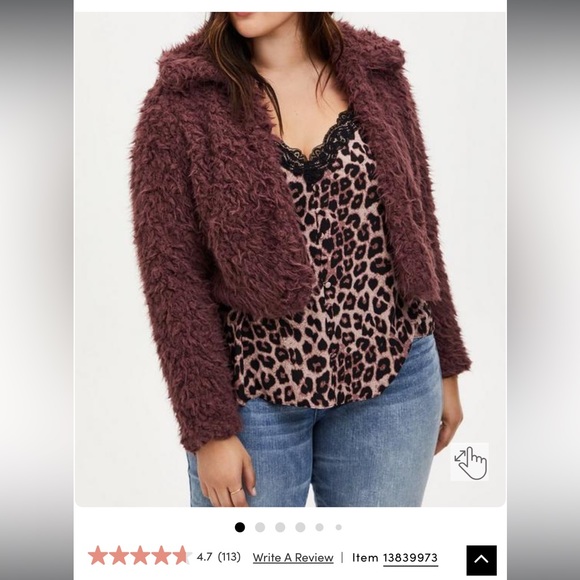 Sherpa Crop Jacket Torrid 3X - Picture 4 of 7